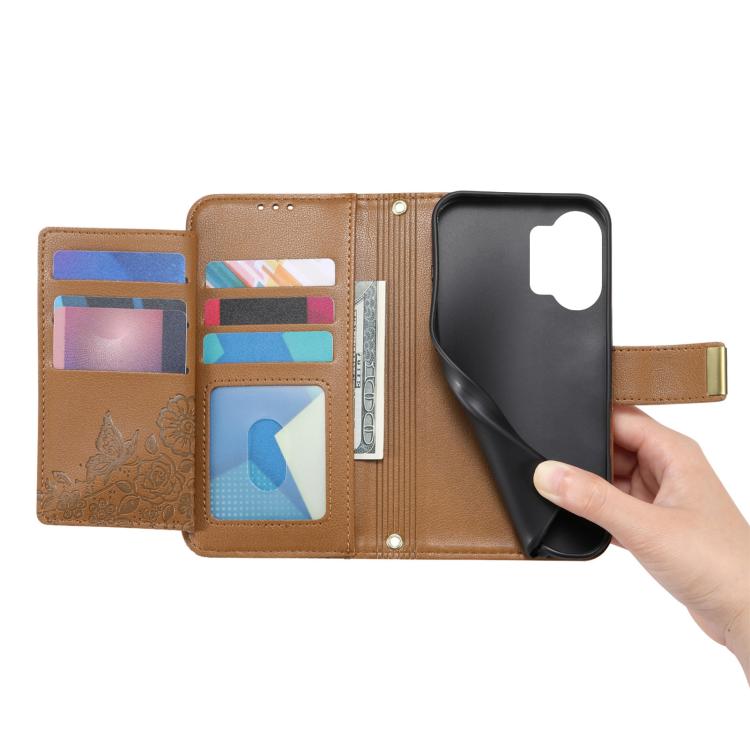 For Xiaomi Poco X8 Pro Max 5G Flowers Leaves Zipper Wallet Leather Phone Case with Strap