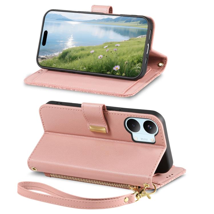For Xiaomi Poco X8 Pro Max 5G Flowers Leaves Zipper Wallet Leather Phone Case with Strap