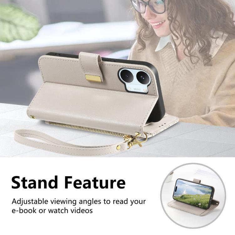 For Xiaomi Poco X8 Pro Max 5G Flowers Leaves Zipper Wallet Leather Phone Case with Strap