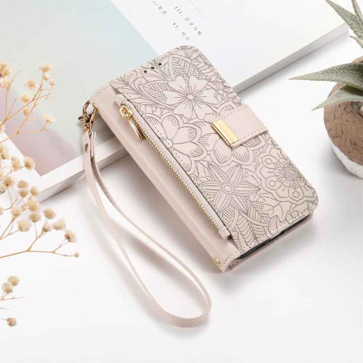 For Doogee Note 58 Flowers Leaves Zipper Wallet Leather Phone Case with Strap