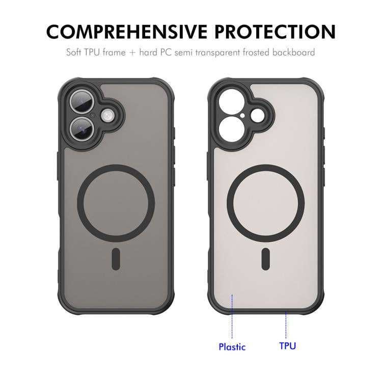 For iPhone 16 Plus ENKAY Hat-Prince MagSafe Matte Translucent Shockproof Phone Case with Large Arc Edge Film
