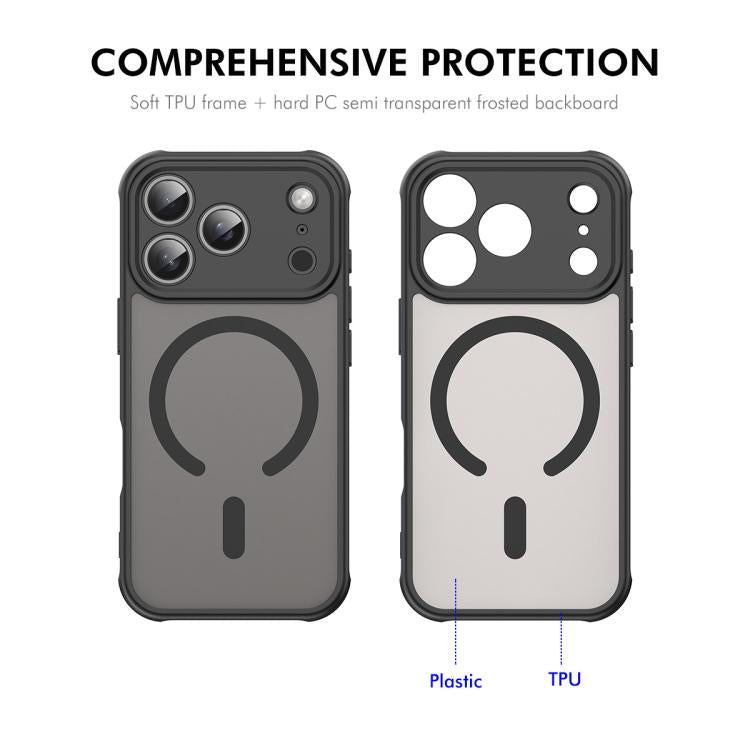 For iPhone 17 Pro Max ENKAY Hat-Prince MagSafe Matte Translucent Shockproof Phone Case with Large Arc Edge Film