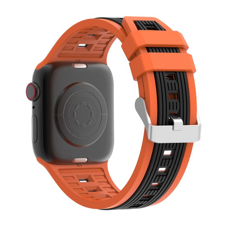 For Apple Watch 46mm / 49mm / 45mm / 44mm Two-Tone Vertical Stripe Silicone Watch Band