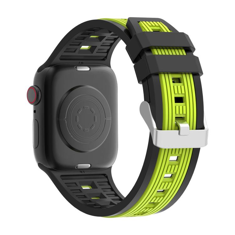 For Apple Watch 46mm / 49mm / 45mm / 44mm Two-Tone Vertical Stripe Silicone Watch Band