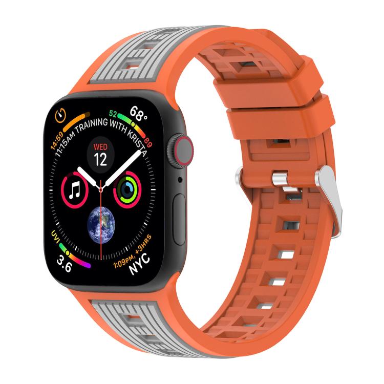 For Apple Watch 46mm / 49mm / 45mm / 44mm Two-Tone Vertical Stripe Silicone Watch Band