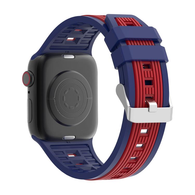 For Apple Watch 42mm / 41mm / 40mm / 38mm Two-Tone Vertical Stripe Silicone Watch Band