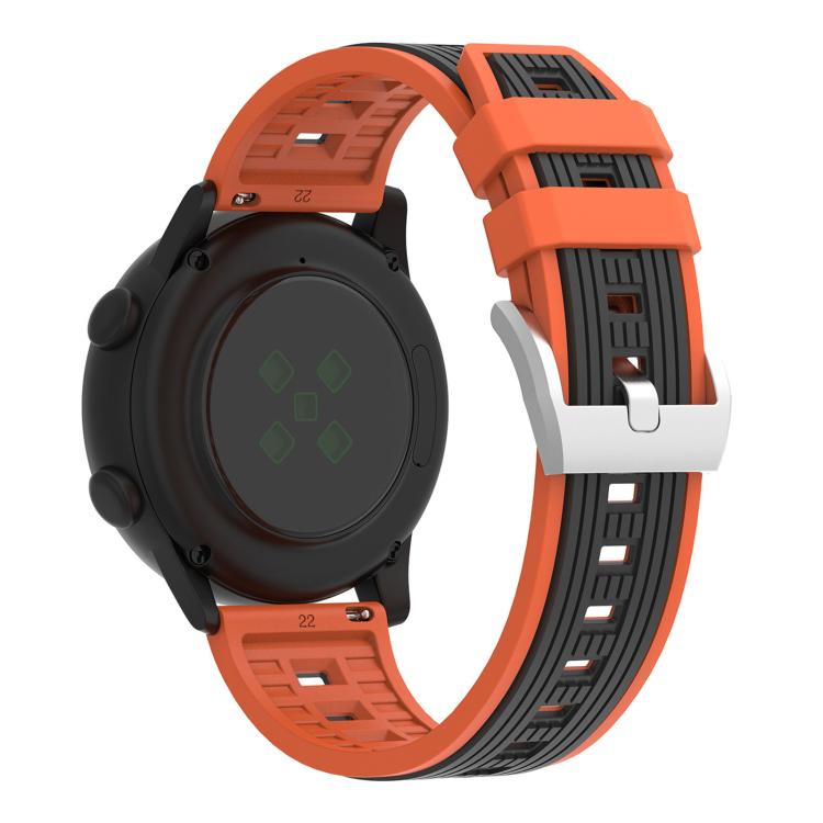 22mm Two Color Vertical Striped Silicone Watch Band
