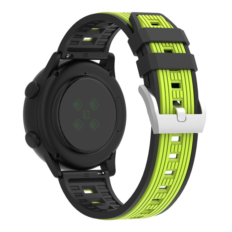 22mm Two Color Vertical Striped Silicone Watch Band