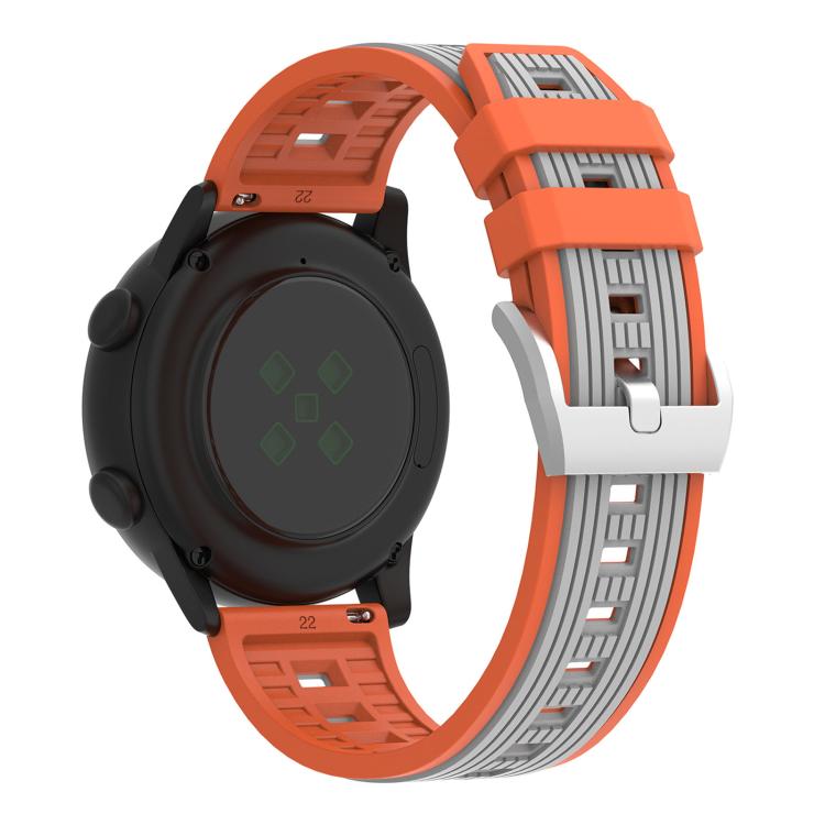 22mm Two Color Vertical Striped Silicone Watch Band