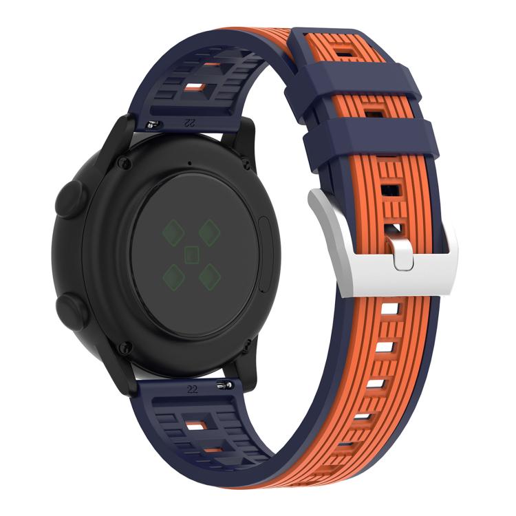 22mm Two Color Vertical Striped Silicone Watch Band