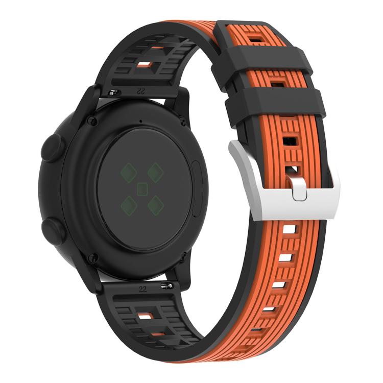 22mm Two Color Vertical Striped Silicone Watch Band