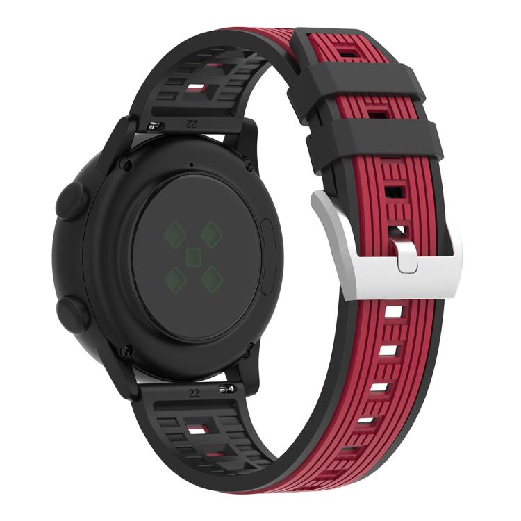 22mm Two Color Vertical Striped Silicone Watch Band