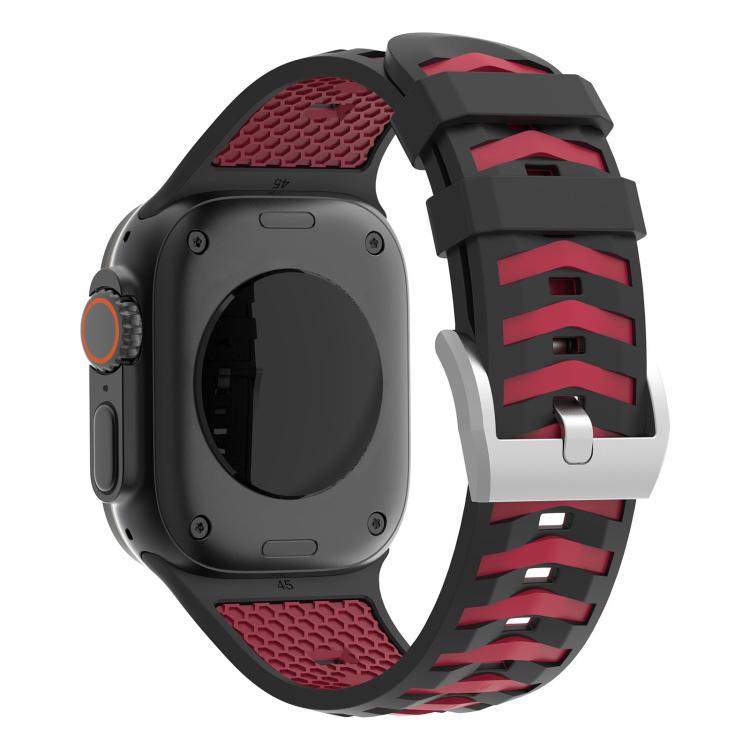 For Apple Watch 46mm / 49mm / 45mm / 44mm Tire Texture Two-Color Silicone Watch Band