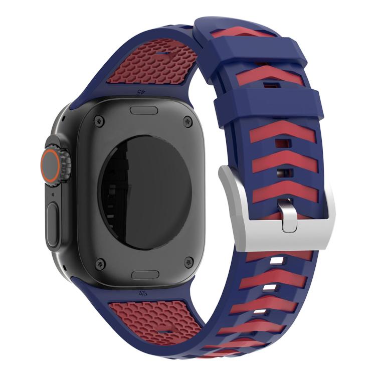 For Apple Watch 46mm / 49mm / 45mm / 44mm Tire Texture Two-Color Silicone Watch Band