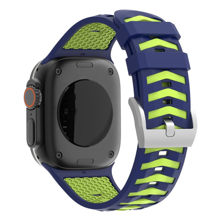 For Apple Watch 46mm / 49mm / 45mm / 44mm Tire Texture Two-Color Silicone Watch Band