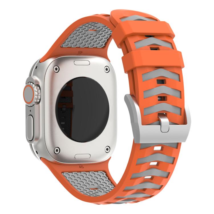 For Apple Watch 46mm / 49mm / 45mm / 44mm Tire Texture Two-Color Silicone Watch Band
