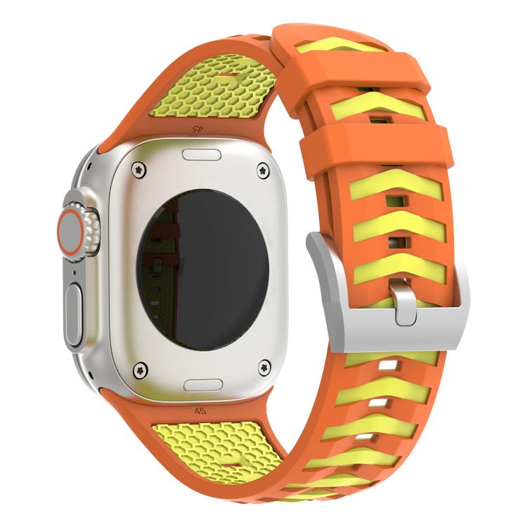 For Apple Watch 46mm / 49mm / 45mm / 44mm Tire Texture Two-Color Silicone Watch Band