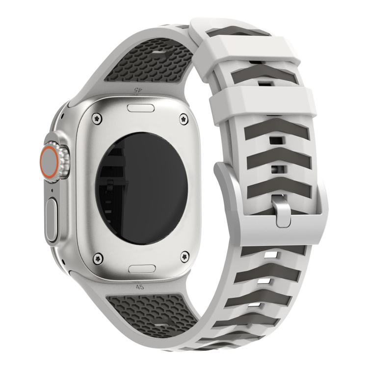 For Apple Watch 46mm / 49mm / 45mm / 44mm Tire Texture Two-Color Silicone Watch Band