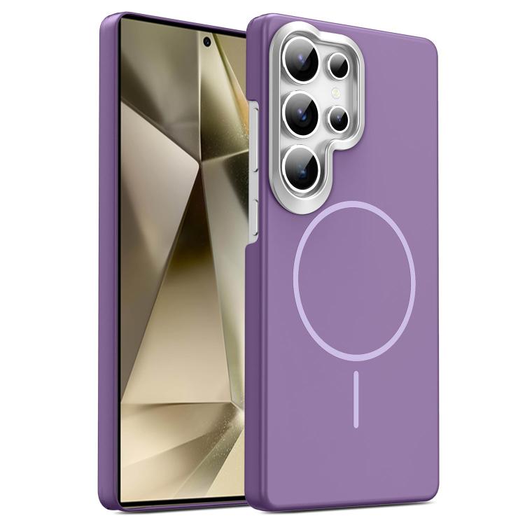 For Samsung Galaxy S24 Ultra 5G Gold Armor PC Thin Circle MagSafe Shockproof Phone Case