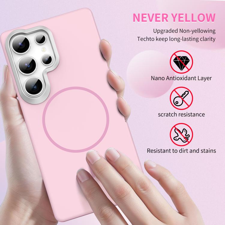 For Samsung Galaxy S24 5G Gold Armor PC Thin Circle MagSafe Shockproof Phone Case