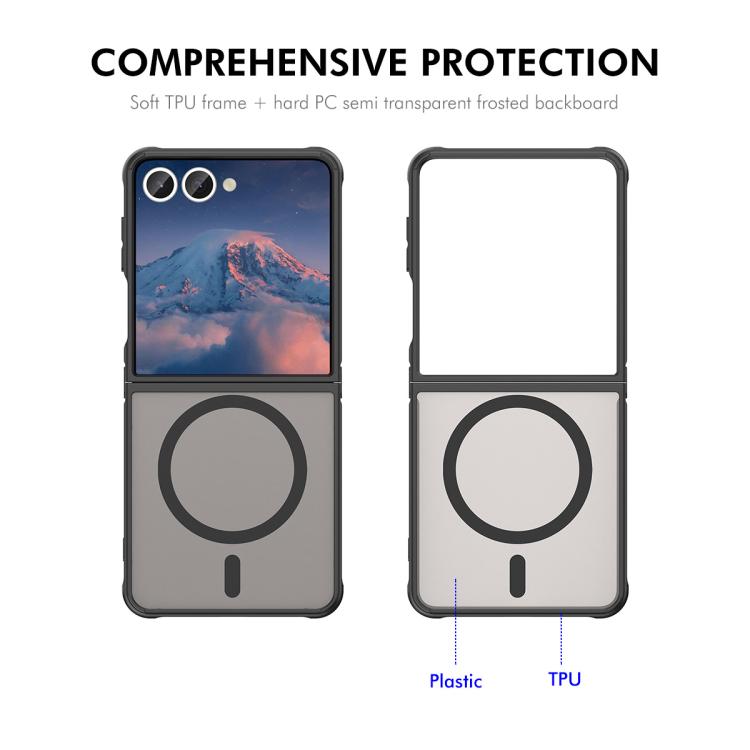 For Samsung Galaxy Z Flip7 ENKAY Hat-Prince MagSafe Matte Translucent Shockproof Phone Case with Large Arc Edge Film