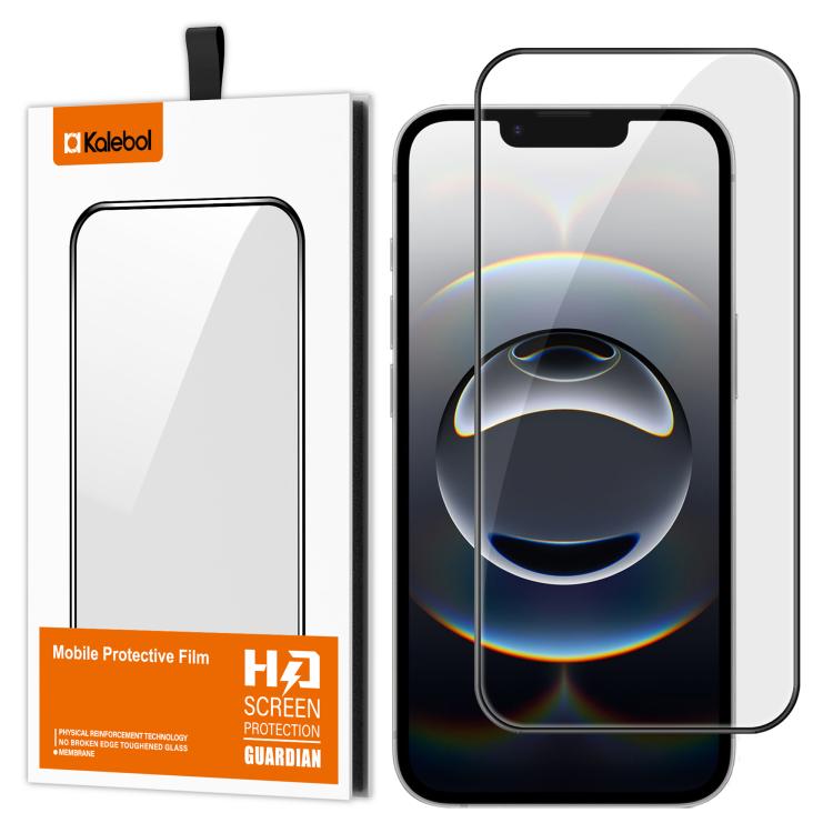 For iPhone 17e / 16e Kalebol High-Aluminum Screen-Printed Full-Coverage Anti-Fingerprint Black-Bordered HD Tempered Glass Film