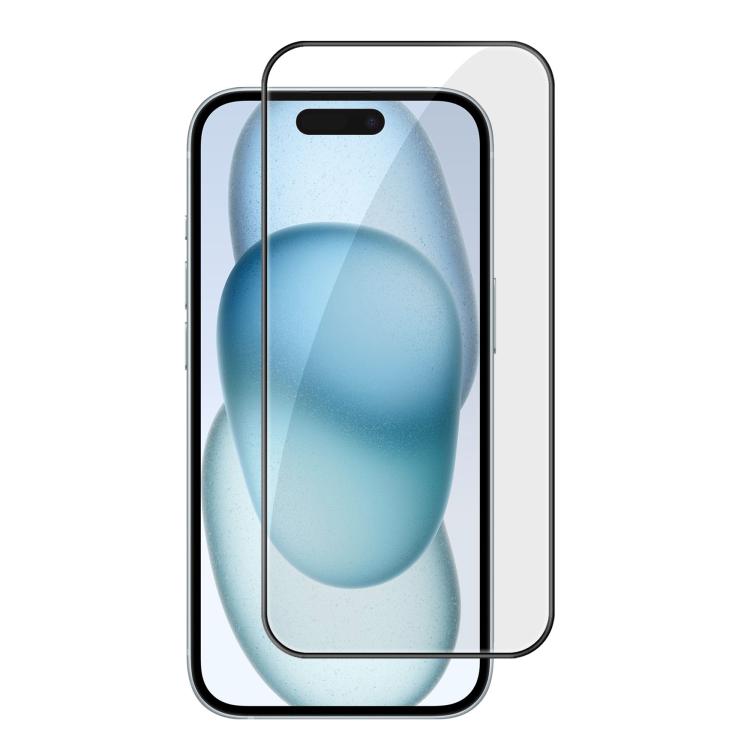 For iPhone 15 Kalebol High-Aluminum Screen-Printed Full-Coverage Anti-Fingerprint Black-Bordered HD Tempered Glass Film