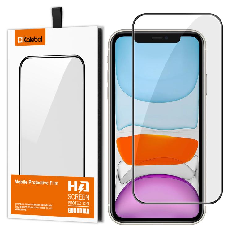 For iPhone 11 Kalebol High-Aluminum Screen-Printed Full-Coverage Anti-Fingerprint Black-Bordered HD Tempered Glass Film