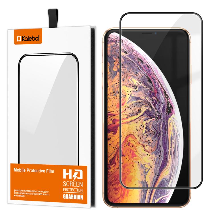 For iPhone XS Max Kalebol High-Aluminum Screen-Printed Full-Coverage Anti-Fingerprint Black-Bordered HD Tempered Glass Film
