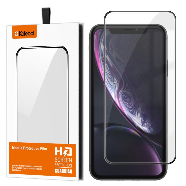 For iPhone XR Kalebol High-Aluminum Screen-Printed Full-Coverage Anti-Fingerprint Black-Bordered HD Tempered Glass Film