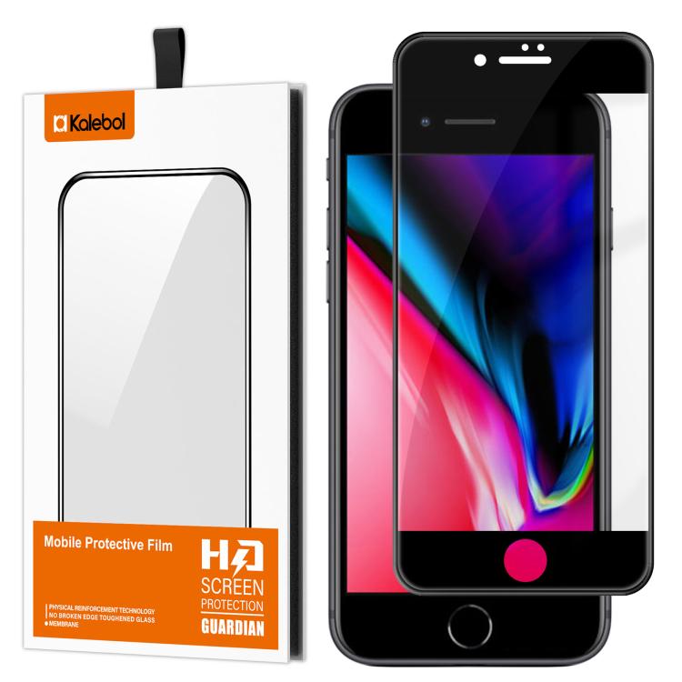 For iPhone 7 Kalebol High-Aluminum Screen-Printed Full-Coverage Anti-Fingerprint Black-Bordered HD Tempered Glass Film