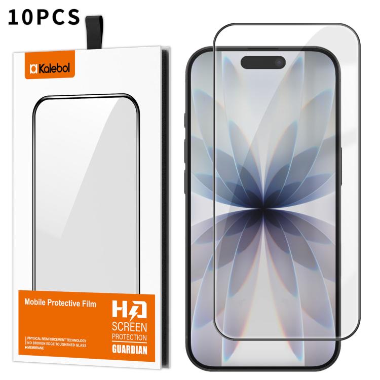 For iPhone 17 10pcs Kalebol High-Aluminum Screen-Printed Full-Coverage Anti-Fingerprint Black-Bordered HD Tempered Glass Film