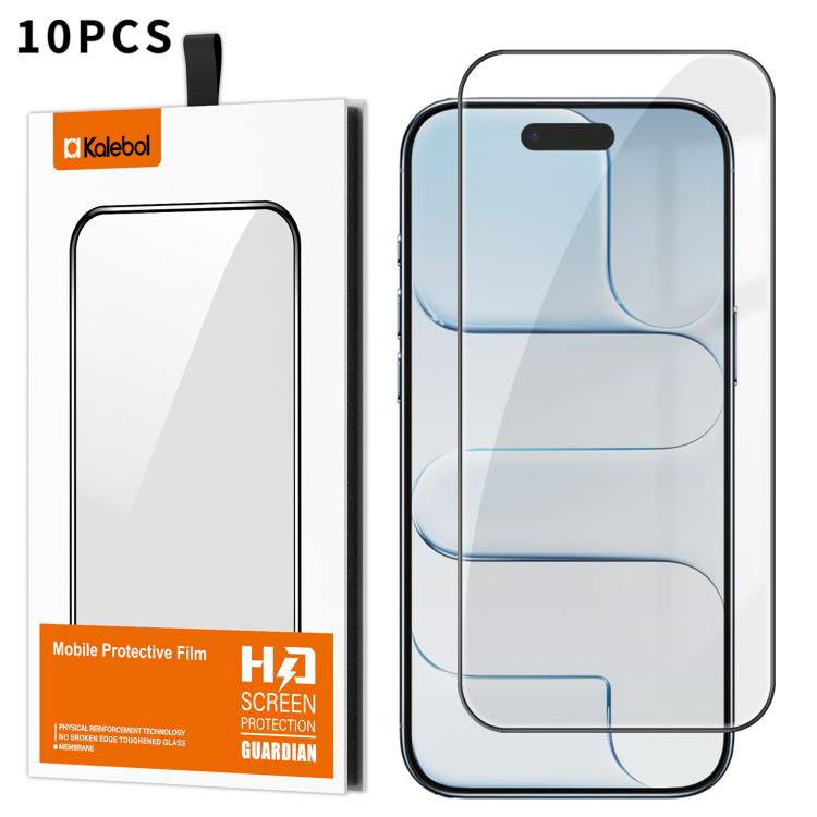 For iPhone Air 10pcs Kalebol High-Aluminum Screen-Printed Full-Coverage Anti-Fingerprint Black-Bordered HD Tempered Glass Film
