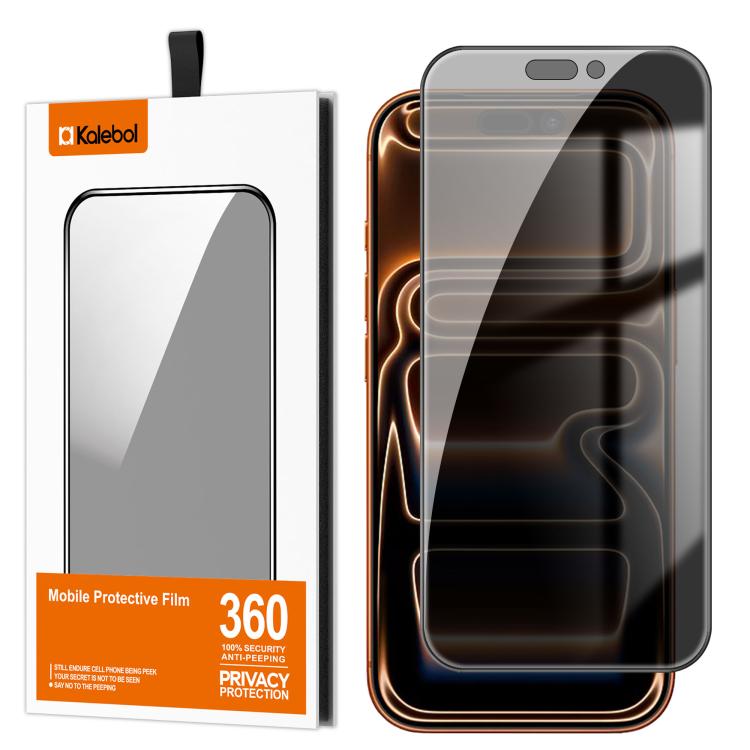 For iPhone 17 Pro Kalebol High-Aluminum Screen-Printed Full-Coverage Black-Border Privacy Tempered Glass Film