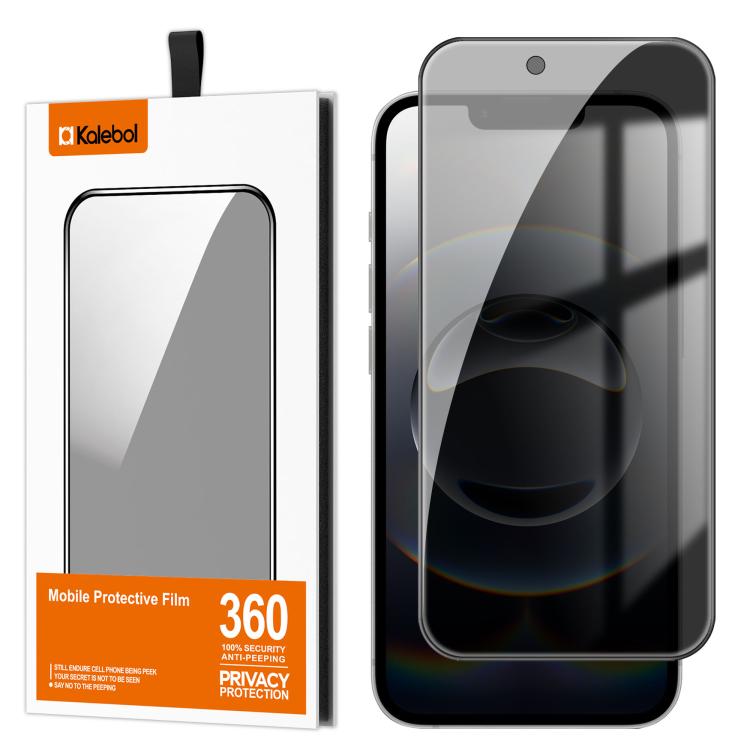 For iPhone 17e / 16e Kalebol High-Aluminum Screen-Printed Full-Coverage Black-Border Privacy Tempered Glass Film