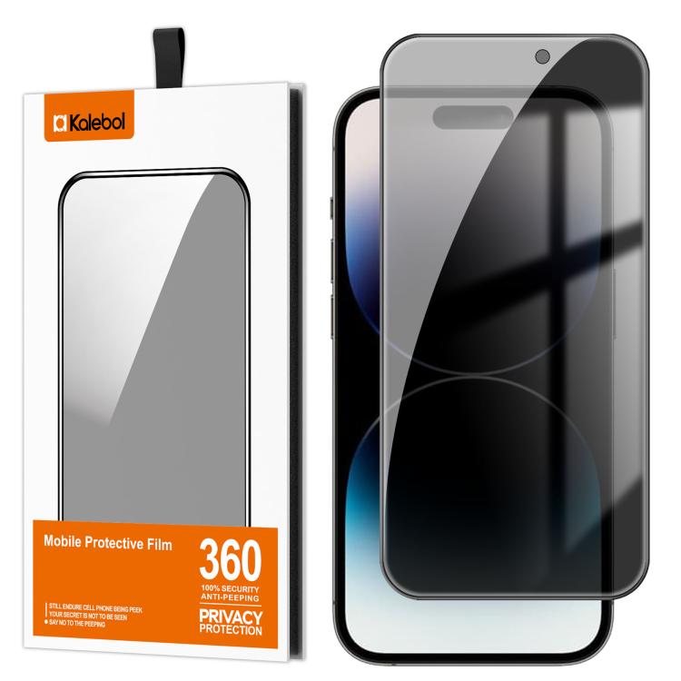 For iPhone 14 Pro Kalebol High-Aluminum Screen-Printed Full-Coverage Black-Border Privacy Tempered Glass Film