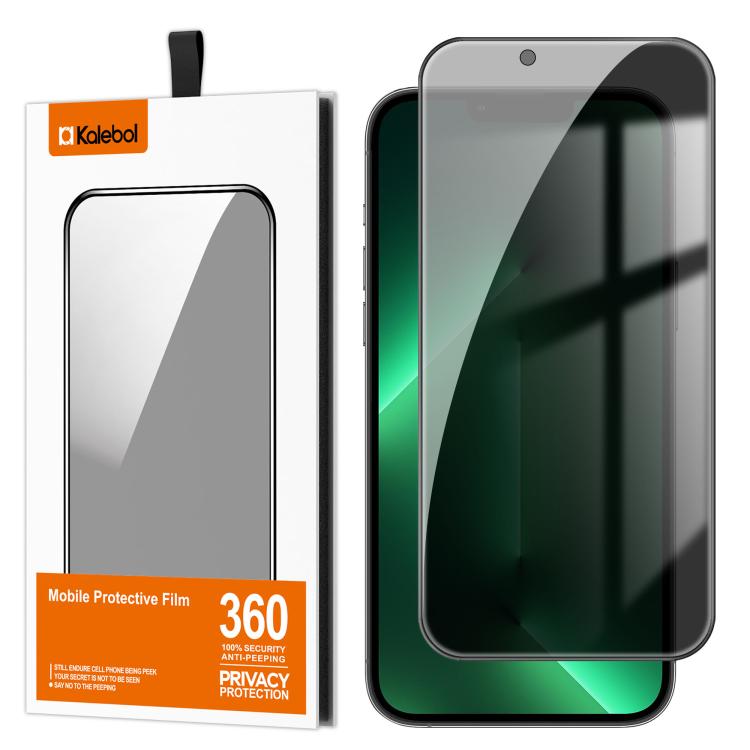 For iPhone 13 Pro Max Kalebol High-Aluminum Screen-Printed Full-Coverage Black-Border Privacy Tempered Glass Film