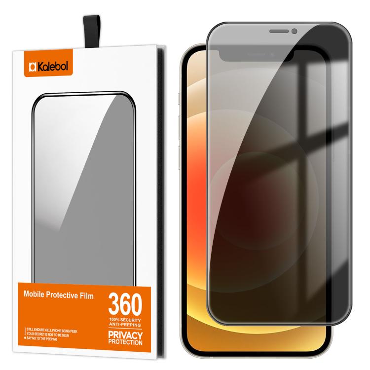 For iPhone 12 Kalebol High-Aluminum Screen-Printed Full-Coverage Black-Border Privacy Tempered Glass Film