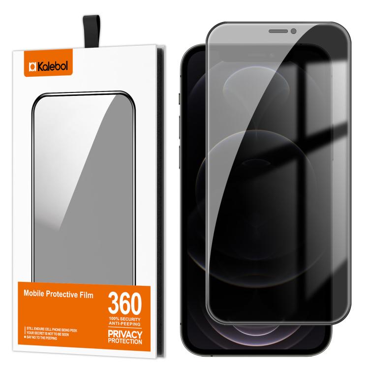 For iPhone 12 Pro Kalebol High-Aluminum Screen-Printed Full-Coverage Black-Border Privacy Tempered Glass Film