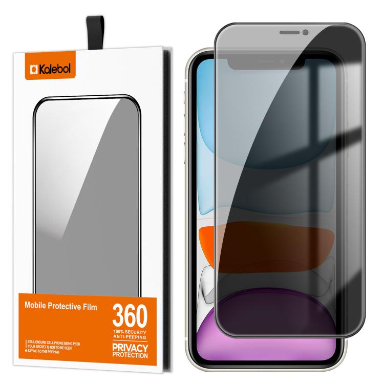 For iPhone 11 Kalebol High-Aluminum Screen-Printed Full-Coverage Black-Border Privacy Tempered Glass Film