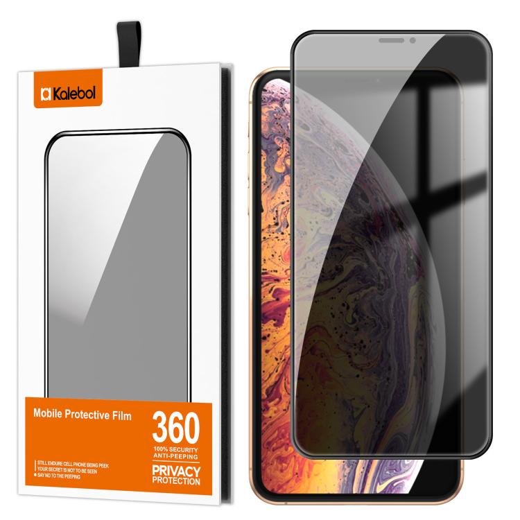 For iPhone XS Max Kalebol High-Aluminum Screen-Printed Full-Coverage Black-Border Privacy Tempered Glass Film