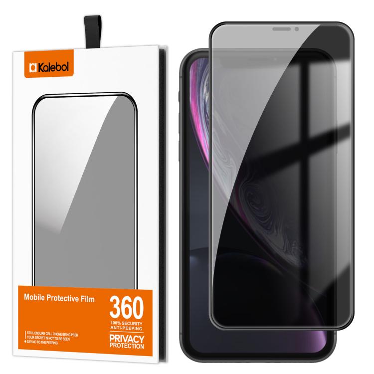 For iPhone XR Kalebol High-Aluminum Screen-Printed Full-Coverage Black-Border Privacy Tempered Glass Film