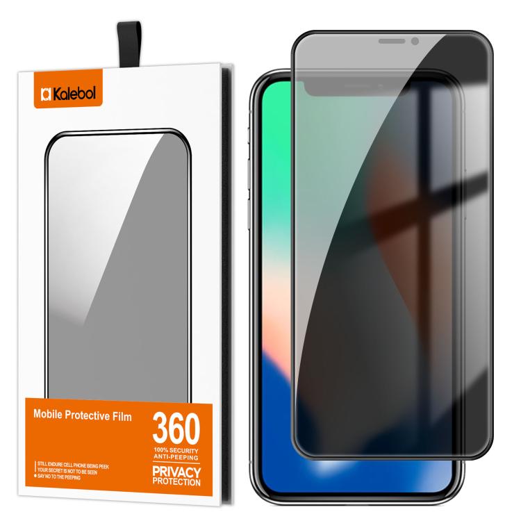 For iPhone X Kalebol High-Aluminum Screen-Printed Full-Coverage Black-Border Privacy Tempered Glass Film