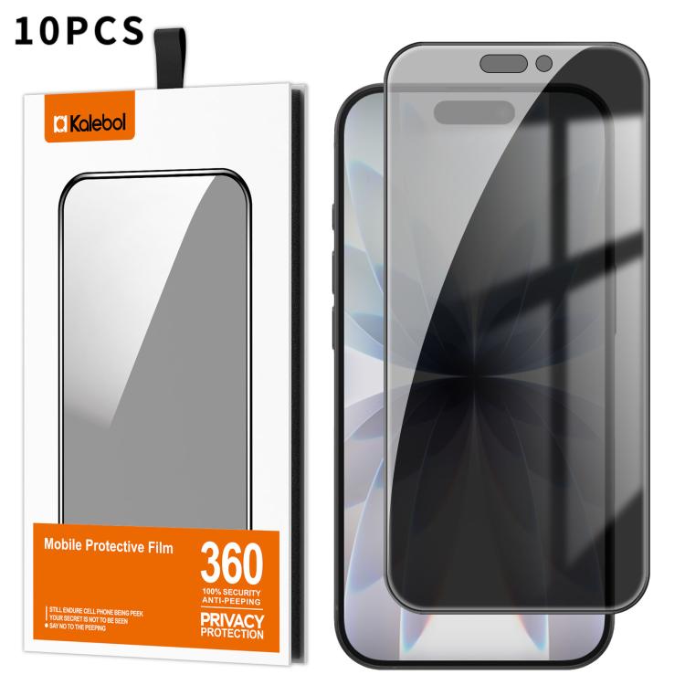 For iPhone 17 10pcs Kalebol High-Aluminum Screen-Printed Full-Coverage Black-Border Privacy Tempered Glass Film