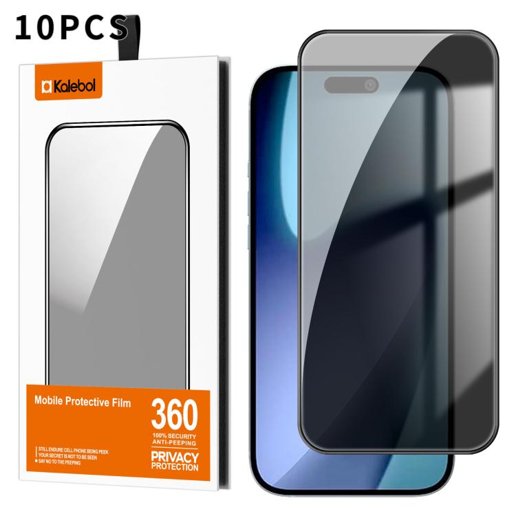 For iPhone Air 10pcs Kalebol High-Aluminum Screen-Printed Full-Coverage Black-Border Privacy Tempered Glass Film