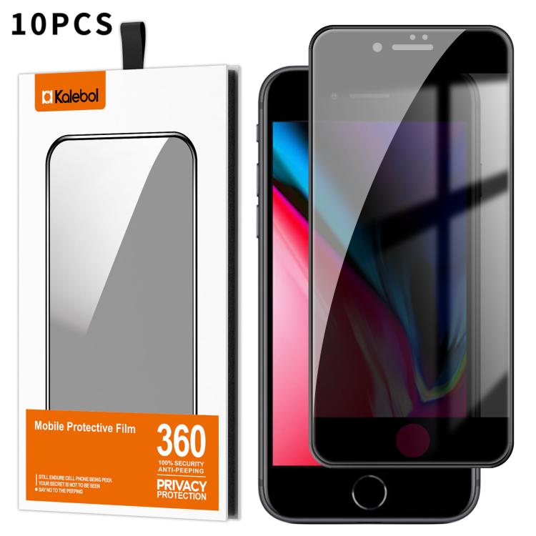 For iPhone 6 10pcs Kalebol High-Aluminum Screen-Printed Full-Coverage Black-Border Privacy Tempered Glass Film