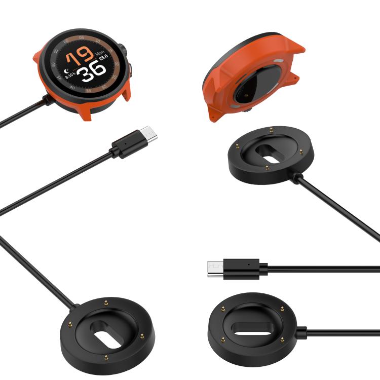 For Suunto Run USB-C / Type-C Interface Magnetic Watch Charging Cable Charging Dock - Black