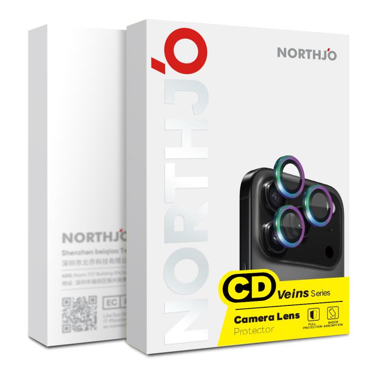 For iPhone 17 NORTHJO Camera Lens Protector CD Metal Ring Tempered Glass Film