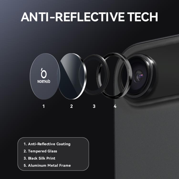 For iPhone Air NORTHJO Camera Lens Protector CD Metal Ring Tempered Glass Film