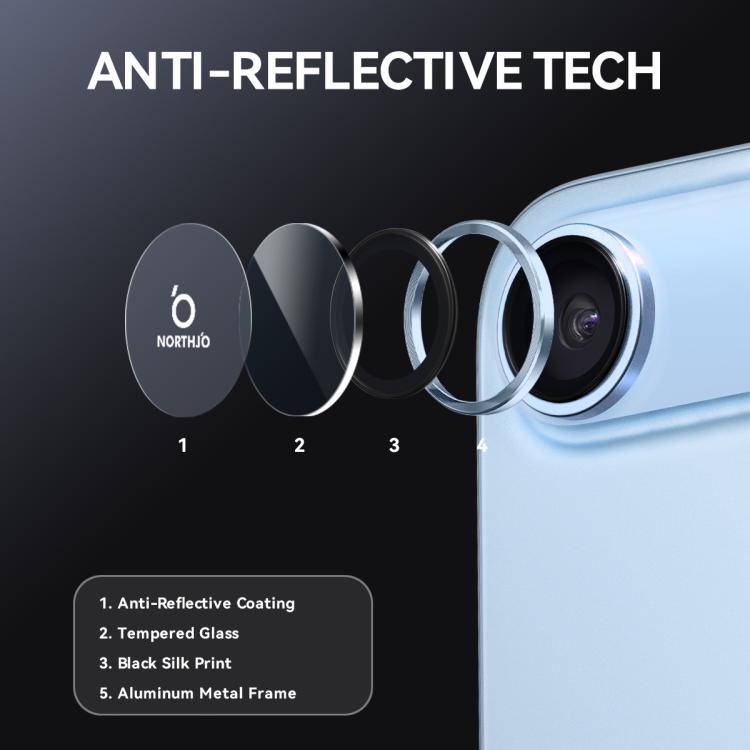 For iPhone Air NORTHJO Camera Lens Protector CD Metal Ring Tempered Glass Film